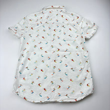 Load image into Gallery viewer, Boys M&amp;S, cotton short sleeve shirt, surfers, small mark upper right chest, FUC, size 7-8,  