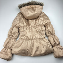 Load image into Gallery viewer, Girls Gumboots, bronze lightweight puffer jacket / coat, catches left sleeve, FUC, size 6-7,  