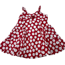 Load image into Gallery viewer, Girls Sprout, lined cotton party dress,red &amp; white spots, GUC, size 1, L: 42cm