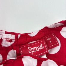 Load image into Gallery viewer, Girls Sprout, lined cotton party dress,red &amp; white spots, GUC, size 1, L: 42cm