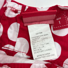 Load image into Gallery viewer, Girls Sprout, lined cotton party dress,red &amp; white spots, GUC, size 1, L: 42cm