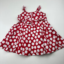 Load image into Gallery viewer, Girls Sprout, lined cotton party dress,red &amp; white spots, GUC, size 1, L: 42cm