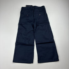 Load image into Gallery viewer, Boys Gant, navy cotton blend pants,adjustable, Inside leg: 33cm, NEW, size 2,  