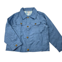 Load image into Gallery viewer, Unisex Baby Lamb, blue lightweight cotton jacket, popper fastening , GUC, size 6,  