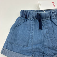 Load image into Gallery viewer, Girls Seed, chambray cotton shorts, elasticated, NEW, size 000,  
