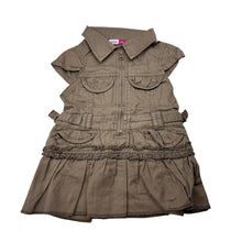 Load image into Gallery viewer, Girls hundreds + thousands, brown cotton shirt dress, GUC, size 00, L: 35cm