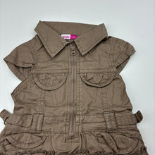 Load image into Gallery viewer, Girls hundreds + thousands, brown cotton shirt dress, GUC, size 00, L: 35cm