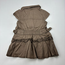 Load image into Gallery viewer, Girls hundreds + thousands, brown cotton shirt dress, GUC, size 00, L: 35cm