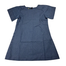 Load image into Gallery viewer, Girls Chalk n Cheese, blue &amp; white stripe,cotton,back zip dress, GUC, size 4, L: 56cm