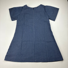 Load image into Gallery viewer, Girls Chalk n Cheese, blue &amp; white stripe,cotton,back zip dress, GUC, size 4, L: 56cm