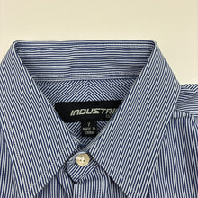 Load image into Gallery viewer, Boys Industrie, navy and white stripe cotton long sleeve shirt, EUC, size 7,  