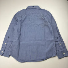 Load image into Gallery viewer, Boys Industrie, navy and white stripe cotton long sleeve shirt, EUC, size 7,  