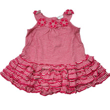 Load image into Gallery viewer, Girls Jack &amp; Milly, pink stripe summer dress, flowers, GUC, size 0, L: 35cm