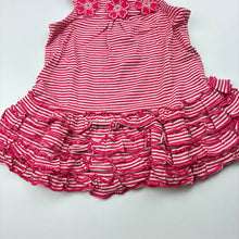 Load image into Gallery viewer, Girls Jack &amp; Milly, pink stripe summer dress, flowers, GUC, size 0, L: 35cm
