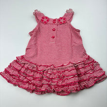Load image into Gallery viewer, Girls Jack &amp; Milly, pink stripe summer dress, flowers, GUC, size 0, L: 35cm