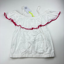 Load image into Gallery viewer, Girls Seed, white &amp; pink open-shoulder summer top, NEW, size 14,  