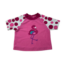 Load image into Gallery viewer, Girls Wave Zone, pink swim top / rashie, flamingo, FUC, size 000,  