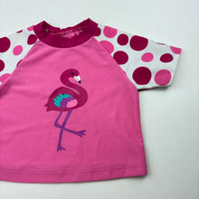 Load image into Gallery viewer, Girls Wave Zone, pink swim top / rashie, flamingo, FUC, size 000,  
