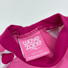 Load image into Gallery viewer, Girls Wave Zone, pink swim top / rashie, flamingo, FUC, size 000,  