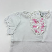 Load image into Gallery viewer, Girls Plum Precious, white cotton short sleeve tee / top, GUC, size 000,  