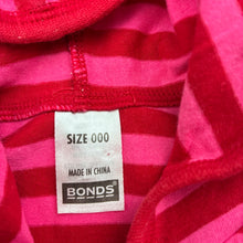 Load image into Gallery viewer, Girls Bonds, red &amp; pink stripe long sleeve hooded top, GUC, size 000,  