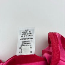 Load image into Gallery viewer, Girls Bonds, red &amp; pink stripe long sleeve hooded top, GUC, size 000,  