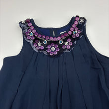 Load image into Gallery viewer, Girls Fresh Baked, lined navy party dress, sequins &amp; beads, GUC, size 4, L: 60cm