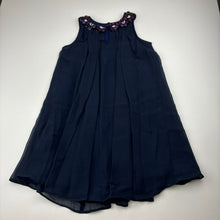 Load image into Gallery viewer, Girls Fresh Baked, lined navy party dress, sequins &amp; beads, GUC, size 4, L: 60cm