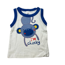Load image into Gallery viewer, Boys Tiny Little Wonders, cotton tank top, cheeky monkey, EUC, size 000,  