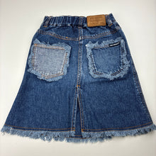 Load image into Gallery viewer, Girls Mini Minors, vintage denim skirt, elasticated, L: 38cm, GUC, size 5,  