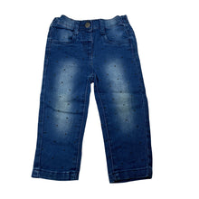 Load image into Gallery viewer, Girls Tiny Little Wonders, blue stretch denim jeans, elasticated, GUC, size 1,  