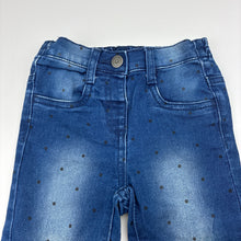 Load image into Gallery viewer, Girls Tiny Little Wonders, blue stretch denim jeans, elasticated, GUC, size 1,  