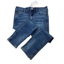 Load image into Gallery viewer, Girls Witchery, blue stretch straight leg, cropped jeans, adjustable, Inside leg: 45cm, NEW, size 7,  