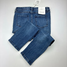 Load image into Gallery viewer, Girls Witchery, blue stretch straight leg, cropped jeans, adjustable, Inside leg: 45cm, NEW, size 7,  
