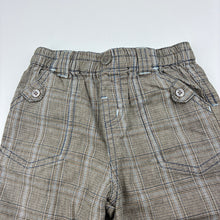 Load image into Gallery viewer, Boys Next, cotton lined check pants, elasticated, EUC, size 0,  
