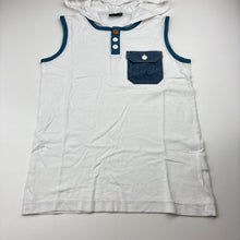 Load image into Gallery viewer, Boys Next, white cotton sleeveless hoodie t-shirt, GUC, size 7,  