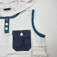 Load image into Gallery viewer, Boys Next, white cotton sleeveless hoodie t-shirt, GUC, size 7,  
