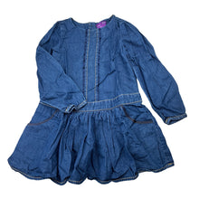 Load image into Gallery viewer, Girls Shrinking Violet, lightweight denim long sleeve dress, GUC, size 5, L: 52cm