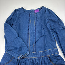 Load image into Gallery viewer, Girls Shrinking Violet, lightweight denim long sleeve dress, GUC, size 5, L: 52cm