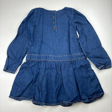 Load image into Gallery viewer, Girls Shrinking Violet, lightweight denim long sleeve dress, GUC, size 5, L: 52cm