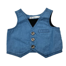 Load image into Gallery viewer, Boys Target, blue chambray cotton waistcoat / vest, EUC, size 000,  