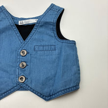 Load image into Gallery viewer, Boys Target, blue chambray cotton waistcoat / vest, EUC, size 000,  