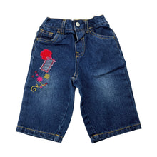 Load image into Gallery viewer, Girls Hundreds + Thousands, embroidered vintage denim jeans, elasticated, GUC, size 00,  