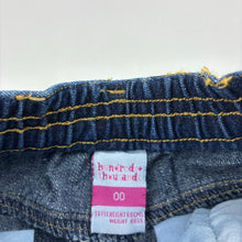 Load image into Gallery viewer, Girls Hundreds + Thousands, embroidered vintage denim jeans, elasticated, GUC, size 00,  