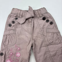 Load image into Gallery viewer, Girls Matalan, embroidered lined cotton pants, elasticated, GUC, size 00,  