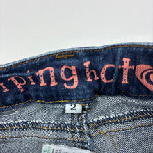 Load image into Gallery viewer, Girls Piping Hot, stretch denim jean shorts, adjustable, GUC, size 2,  