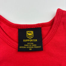 Load image into Gallery viewer, Unisex NRL Supporter, red cotton St George singlet top, EUC, size 00,  