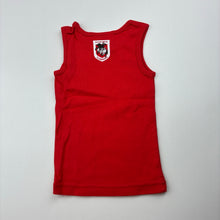 Load image into Gallery viewer, Unisex NRL Supporter, red cotton St George singlet top, EUC, size 00,  