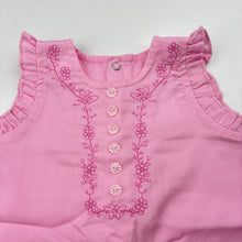 Load image into Gallery viewer, Girls Papoose Layette, pink embroidered sleveless top, EUC, size 0000,  