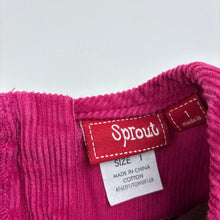 Load image into Gallery viewer, Girls Sprout, embroidered cotton corduroy dress, GUC, size 1, L: 42cm